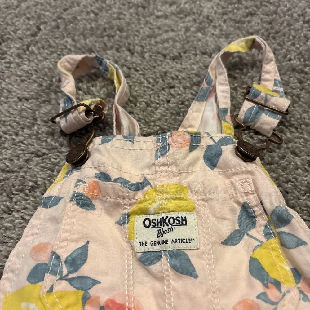OshKosh Lemon Overalls Denim Shortalls Overalls Romper Toddler Girl 3T